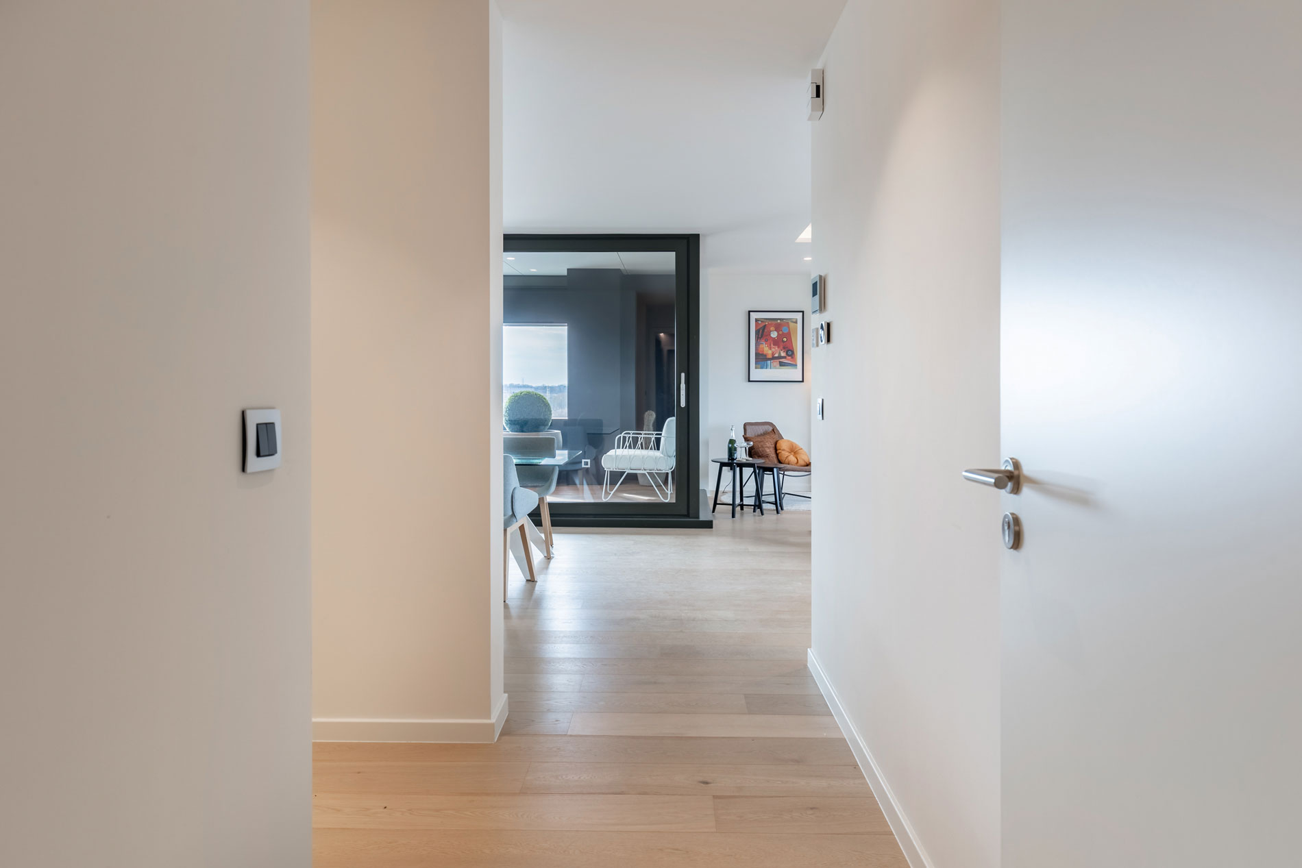 Luxueuze badkamer met prachtig zicht op Hasselt,Zicht vanuit de keuken op Hasselt centrum, appartement 10.A